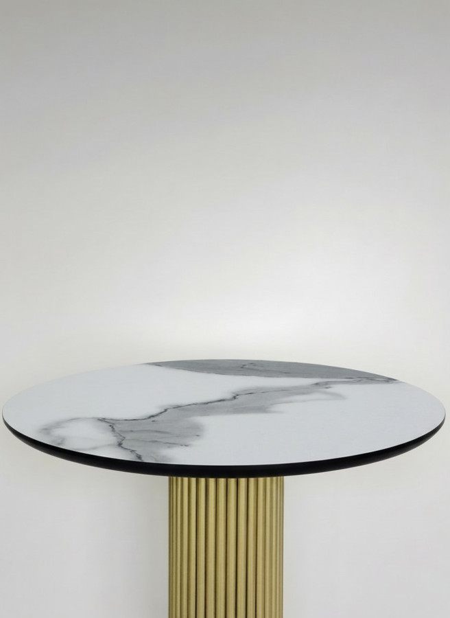 Столешница Фанера, диаметр 600, цвет - белый мрамор, черный торец